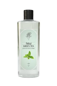 Rebul Green Tea Eau de Cologne 250 ml 8.45 fl oz| Refreshing Herbal & Woody Scent | Premium Turkish Cologne | Long-Lasting Freshness