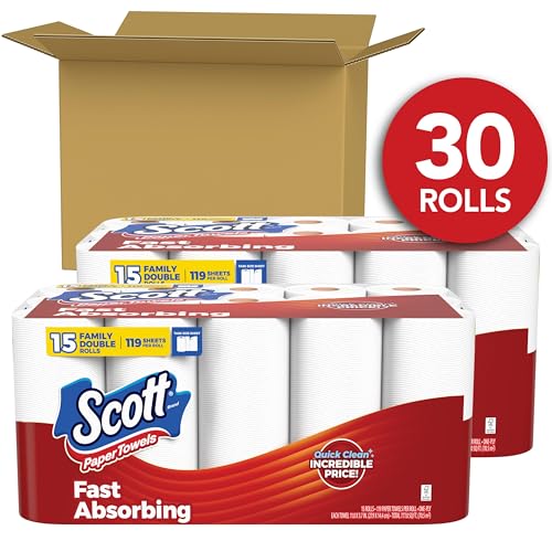 Image of Scott Paper Towels, Task Size, 30 Family Double Rolls (119 Sheets Per Roll)