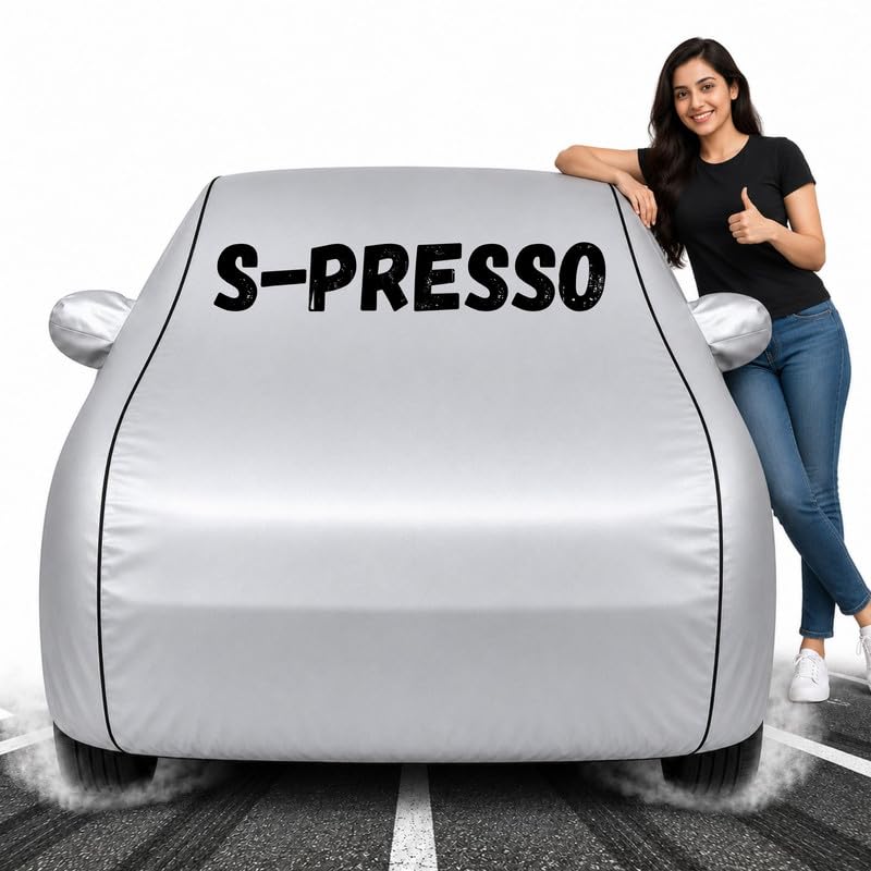 Image of Custom Fit Silver 100% Waterproof S-Presso Car Cover | Polyester Car Body Covers for Rain & Sun | UV Protection, Dustproof, Scratch Resistant, Windproof, Heat Resistant