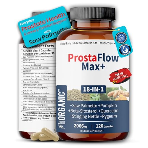 Mens Prostate Health & Urinary Comfort Support | 2066mg - 12 Capsules | 18-IN-1 Herbal Blend for Prostate Size & Flow Support with Saw Palmetto Stinging Nettle & Beta-Sitosterol | Third-Party Tested
