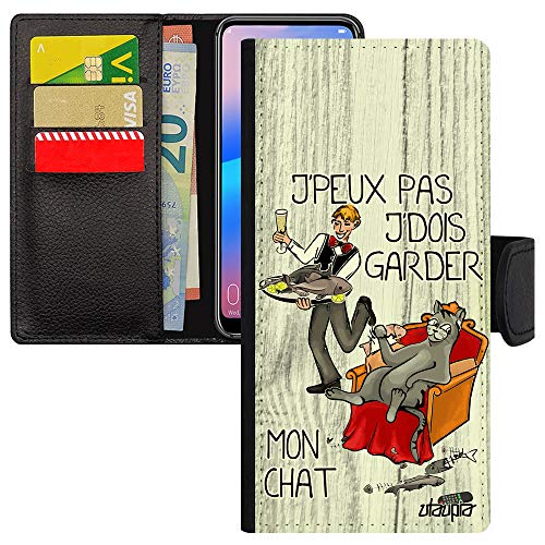 Coque Samsung A31 rabat protection écran contre les chocs motif chat humour