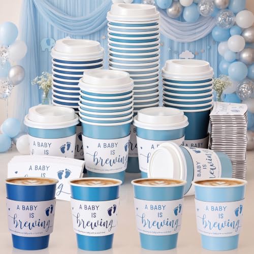 Jingmore a Babys Is Brewing Coffee Cup Baby Shower, Gradient Blue, 50 Sets