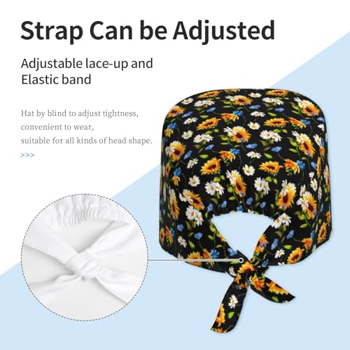 Image of Surgical Caps Men Women, Scrub Cap with Sweatband Adjustable | Tie Back Nurse Cap, Nursing Breathable Working Hat, Scrub Cap, Medical Hats