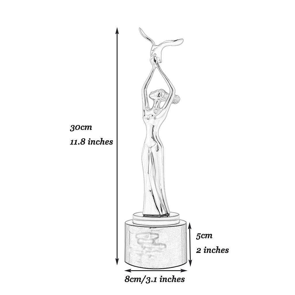 Trofeo Premio A Forma di Graziosa Statua di Dea, Trofei in Metallo A Forma di Gabbiano, Trofeo con Incisione Personalizzata, Base in Cristallo Nero, Premi per Gare di Danza