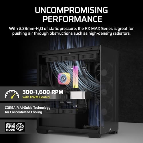 Image of CORSAIR iCUE Link RX140 MAX 140mm PWM Thick Fan - High-Static Pressure - Liquid Crystal Polymer - Magnetic Dome Bearing - Single Fan - Black