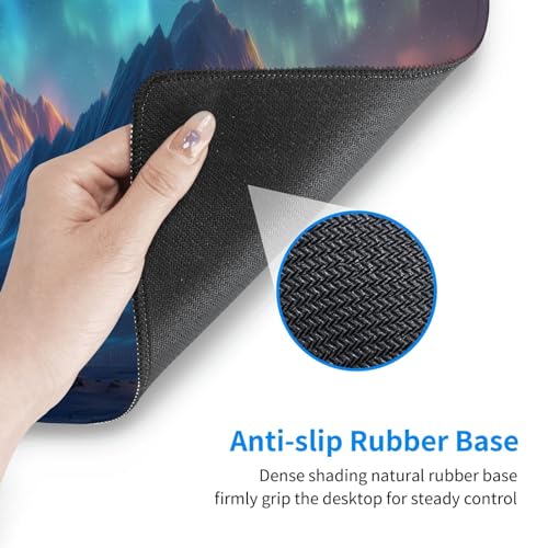 Image of Gaming Mouse Pad Desk Pad,Extended Big Mouse Pad,31.5x11.8 Inch Long Computer Keyboard Mouse Mat Mousepad with 3mm Non-Slip Base and Stitched Edge for Gaming and Office (Aurora)