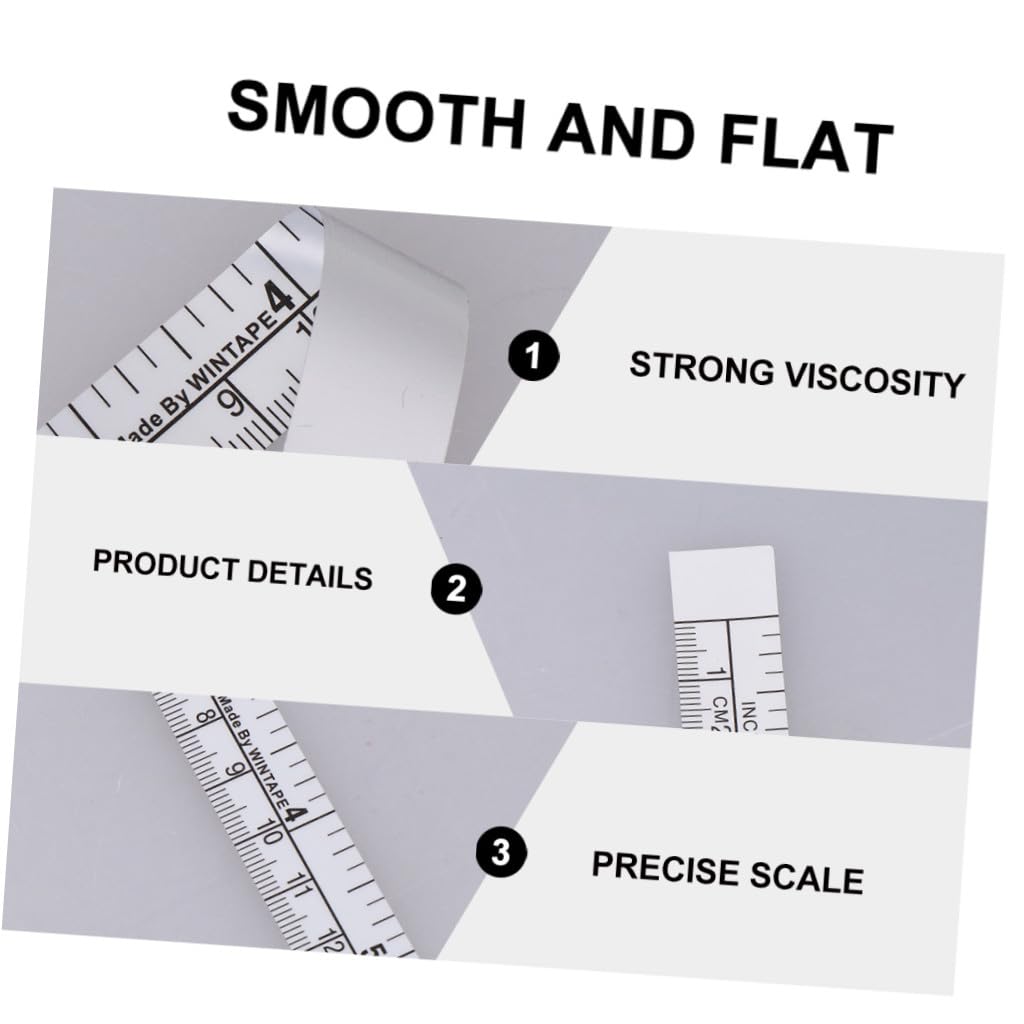 balacoo 3pcs Self-Adhesive Measuring Tape Ruler for Sewing Machine Silver Sticky Ruler for Workbench Crafting