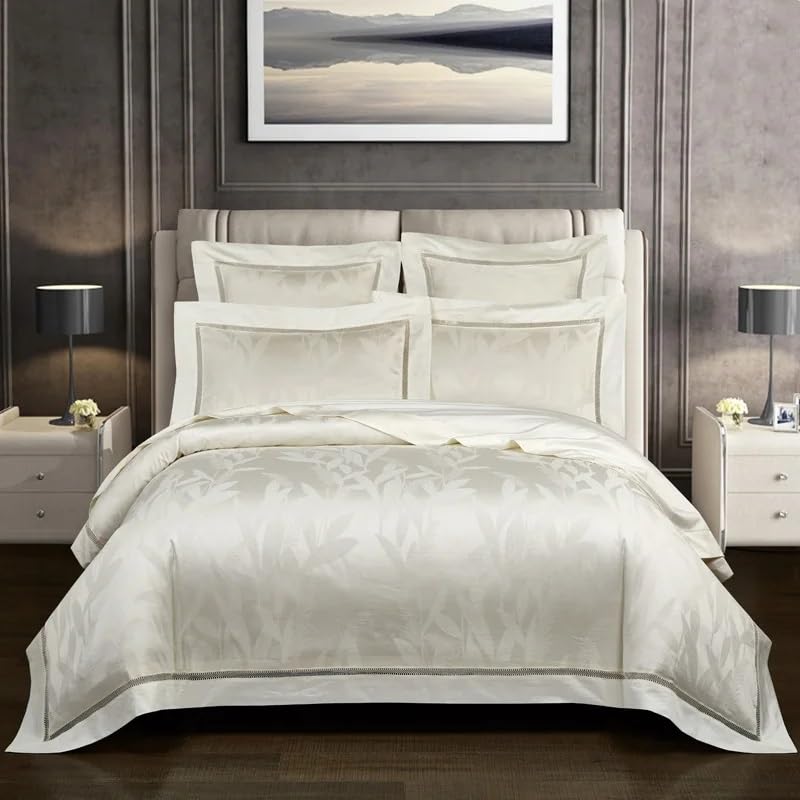Housse de couette en coton égyptien et draps jacquard pour des nuits de sommeil réparateur