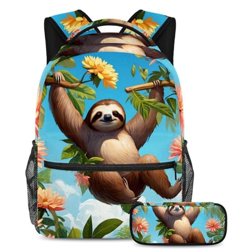 Sac à dos multicolore et trousse assortie pour l'école des ados