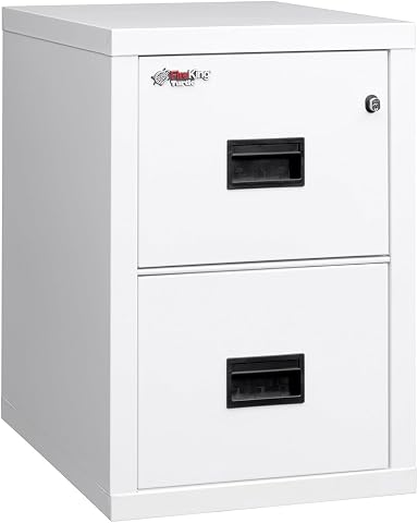FireKing Turtle Vertical 2 Drawer Fire Rated File Cabinet, Arctic White
