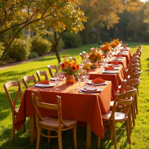 Image of sancua Square Tablecloths Fall Table Cloth, Rust, 70x70 Inch, 2 Pack