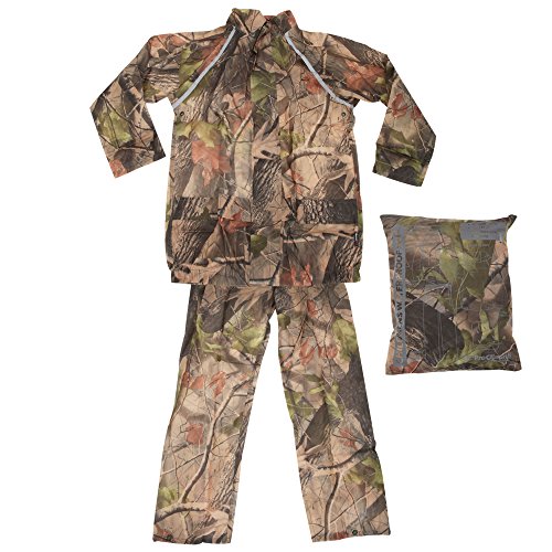 Pro Climate - Conjunto de Dos Piezas para la Lluvia de Camuflaje Impermeable para niños (5-6 años) (Verde Militar)