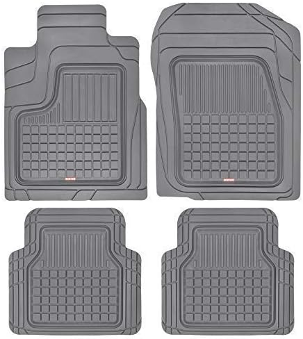 BDK Solid Pro Rubber Car Floor Mats - Performance Plus Heavy Duty Liners for Auto SUV Truck Car Van - 4-Piece Set - Thick, Odorless & All Weather (Gray)