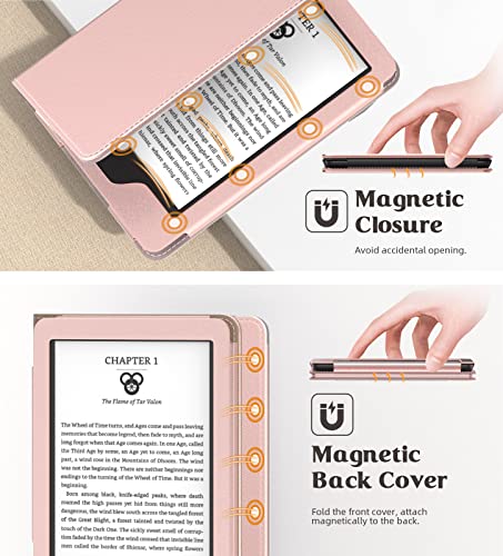 Image of MoKo Case Fits All-new 6 inch Kindle (11th Generation, 2024 /2022 Release) / Kindle (10th Gen,2019) /Kindle (8th Gen, 2016), Ultra Lightweight PU Shell Cover with Auto Wake /Sleep for Kindle 2024, Rose Gold