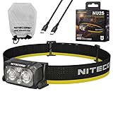 Nitecore NU25 MCT NU25 Multiple Color Temperature Light Headlamp -400 Lumens w/Diffusing Stuff Sack and Eco Sensa USB C Charging Cable