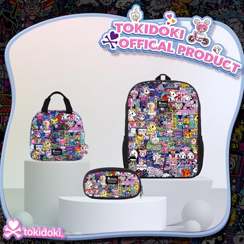 Tokidoki Backpack Set Casual Backpack with Unicorno Keychain Cute Laptop Bag Insulated Lunch Bag (purple)4
