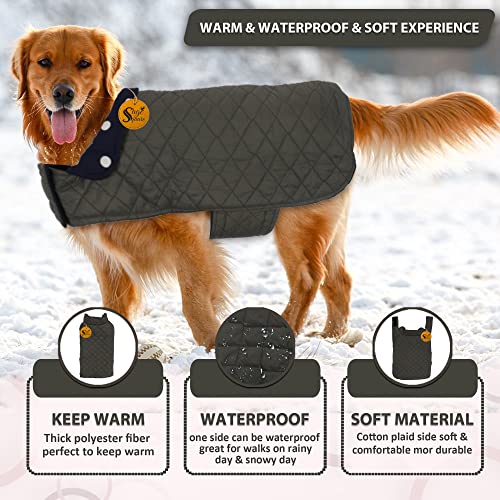 Image of Sage Square Dual-Sided Polka Dot Dog Jacket - Protective Cold-Weather Gear for Pets, Lightweight, Cushioned, Designed for Warmth & Comfort Indoors or Outside (Small - 10 Inches, Navy Blue & Grey)