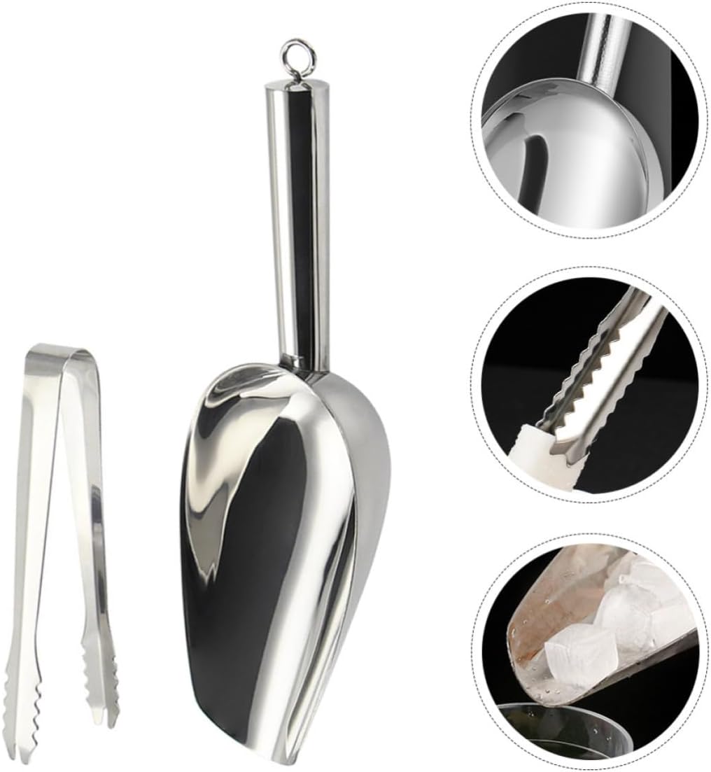 Stainless Steel Ice Scoop Tong for Kitchen Flour and Grain Storage