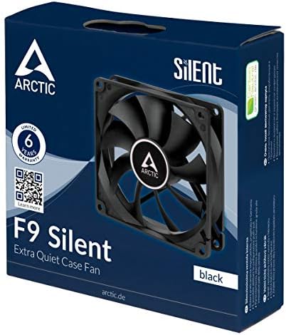 ARCTIC F9 Silent - 92 mm Case Fan, Very quiet motor, Computer, Almost inaudible, Push- or Pull Configuration, Fan Speed: 1000 RPM - Black