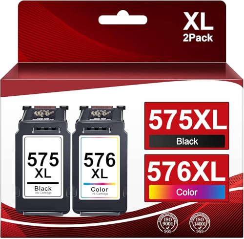 PG-575XL CL-576XL Druckerpatronen für Canon 575XL 576XL Multipack Patronen 575 576 für PIXMA TS3550i TR4755i TR4750i TS3551i TR4751i TS3750i TS3751i TR4756i TS3752i (2 Pack)