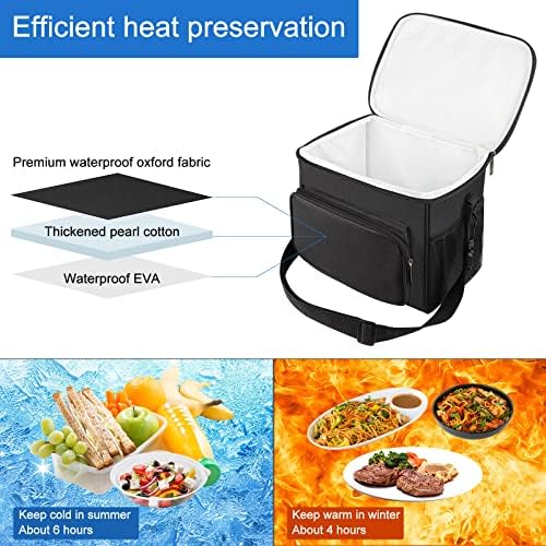 Cool Bag, Gelanty Insulated Lunch Bag, Black Waterproof Leakproof Water-Resistant Large Picnic Bag for Working, Beach, Camping, School, Office for Women, Men, Kids, Children, Adults