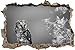 Produktbild Pixxprint 3D_WD_5308_92x62 Kleine neugierige Eule Wanddurchbruch 3D Wandtattoo, Vinyl, schwarz / weiß, 92 x 62 x 0,02 cm