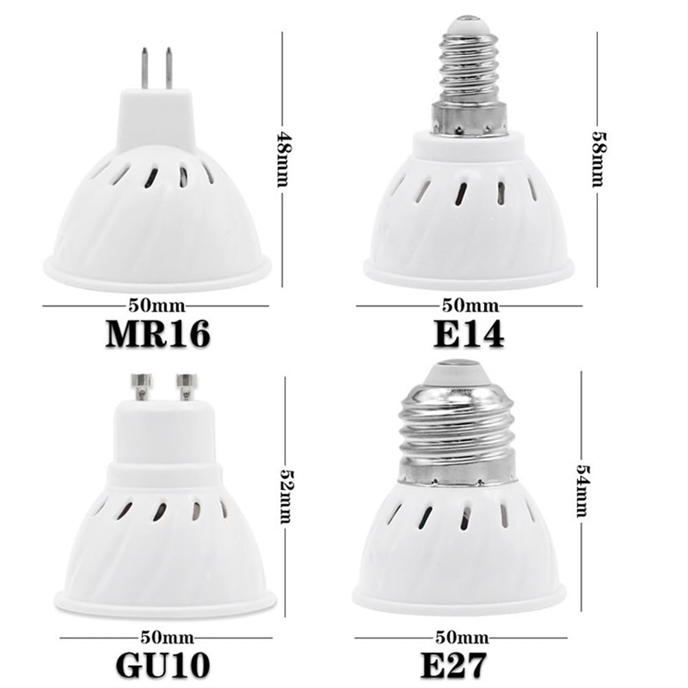 RZL Lighting, Confezione da 20 lampadine a LED E27/E14/GU10/MR16 AC220V SMD2835 Faretto a LED Lampadine for la casa(Cold White 80LEDs,GU10 220V)