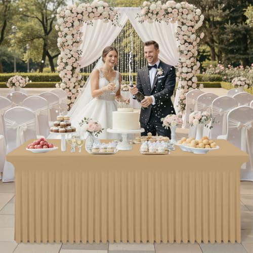 Image of Smiry Spandex Elastic Fitted Table Cloth Skirt for 4FT Rectangle Table