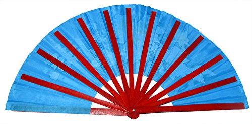 Medifier Chinese Kung Fu Tai Chi Fan Arts Dance/Practice Performance Bamboo Folding Fan Peony Flower Pattern (Blue) #TOP2