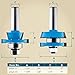 ROCKLER Shaker Rail & Stile Router Bits 1/2 Shank (Set of 2) Precision Balanced Cutter for Smooth Operation - Cabinet Door Router Bits for Stick Joints