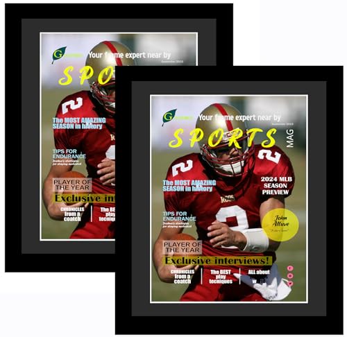Goldfinch 2 Pack Sports Magazine Frame Fits 8x10.5 Inches Black Mat