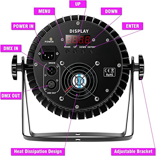200W Par LED Scheinwerfer RGBW UV Schwarzlicht Strahler, 18 LED Bühnenlicht Partylicht DMX512 für Party, Bar, Weihnachten, Halloween, Hochzeit (4 Stücke)