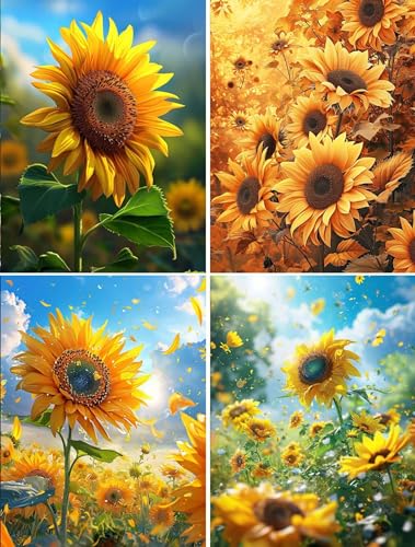 Diamond painting tournesols toile grand format sans pli pour occuper petits et grands sans écran