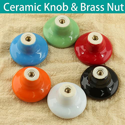 Auvotuis 10Pcs Cabinet Ceramic Knobs, 1.5Inch/ 38Mm Green Cute Drawer Knobs Round Dresser Knob Pull Handles With Screws For Cupboard, Wardrobe, Kitchen, Bedroom, Door, Kids' Room #TOP3