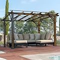 Endark 12 * 10FT Cedar Wood Pergola, Wind Secure, Strong, Quality Made, Rot Resistant, Concrete Anchors, Spacious for Outdoor Patio, Deck