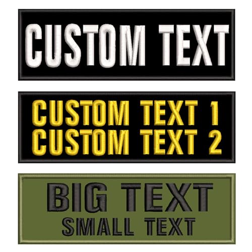 Customized Name Patch 2PCS Personalized Embroidery Large Patch with Hook Loop Fastener Embroidered Military ID Tactical Patch for Vest Sheriff Security Molle Backpack Dog Harness (2 Lines)