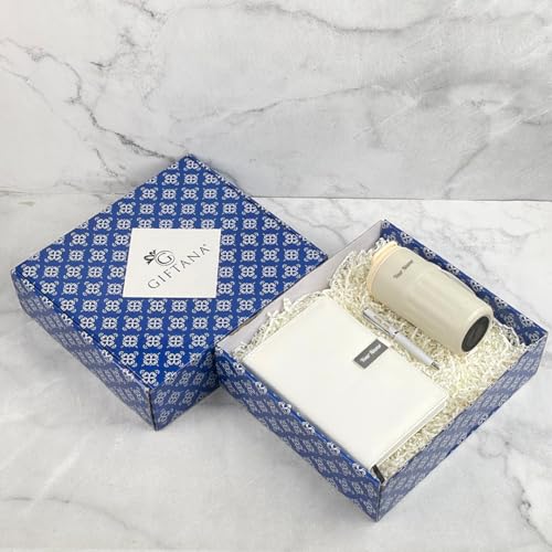Image of Giftana 3 in 1 Personalized Diary, Pen & 420ml Coffee Tumbler Set (White)