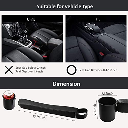 Durasiko Car Seat Gap Filler,Console Side Pocket Organizer With Movable Cup Holder,Car Seat Gap Pad For Cellphone Wallet Coin Key,Premium Pu Leather,2 Pack #TOP5