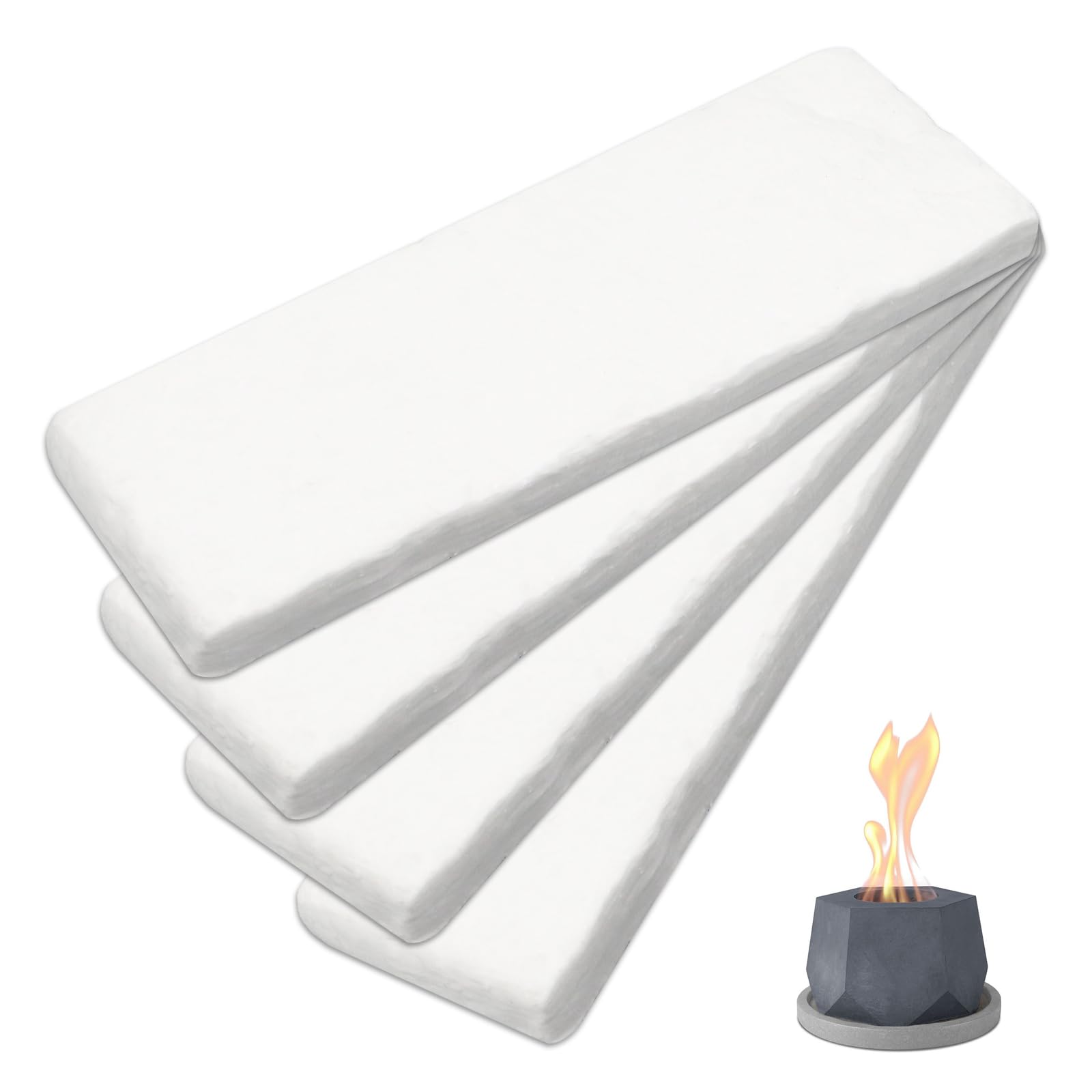 4 pezzi di lana ceramica per bioetanolo, tappetino in fibra di ceramica, etanolo brucia uniformemente e prolunga il tempo di combustione per doratura, caminetti, focolare (30 x 10 x 2,5 cm)