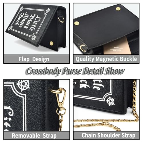 Small Crossbody Purses for Women Trendy Halloween Novelty Shoulder Handbags Gothic Magic Book Purses3