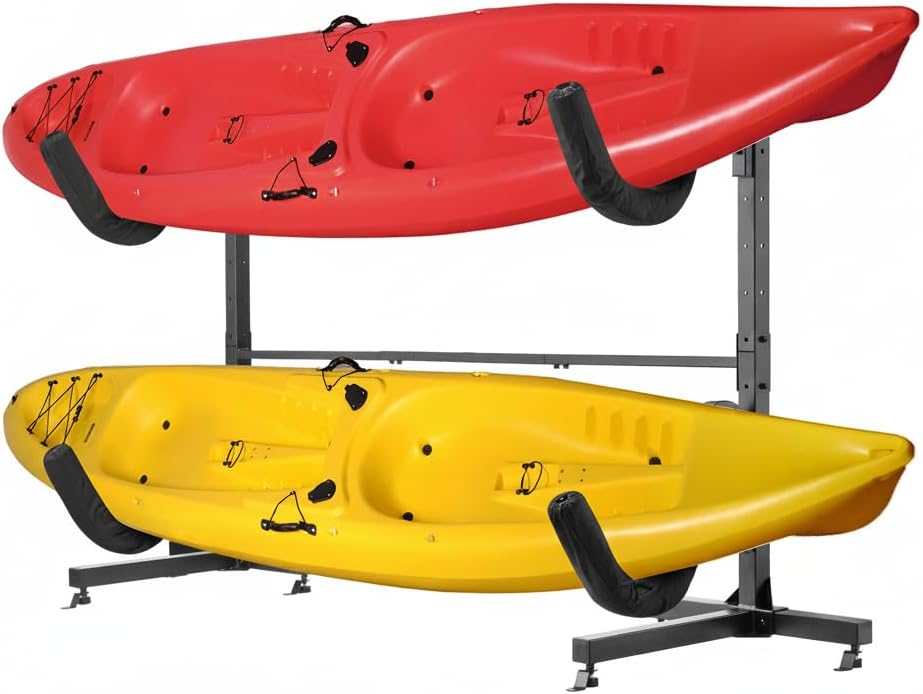 RAD Sportz Kayak Storage Rack - Freestanding Adjustable Stand with Padded Arms and 400lb Capacity for Canoes, SUP, or Paddleboards (Black)