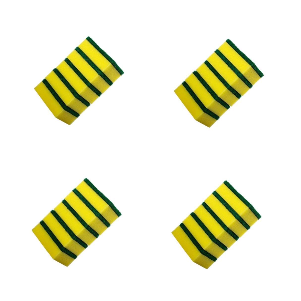 112 Pezzi Spugne per Pulizia Cucina Giallo e Verde Antiscivolo e Resistente di Spugnette per Lavare Piatti con Superficie Abrasiva e Durevole per Pulizie Pesanti e Uso Quotidiano
