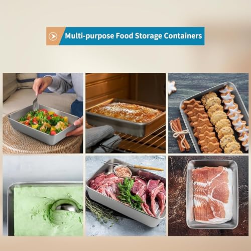 Image of Stainless Steel Food Storage Containers with Clear Lids, 4-Piece Set, Stackable Lunch Box for Refrigerator