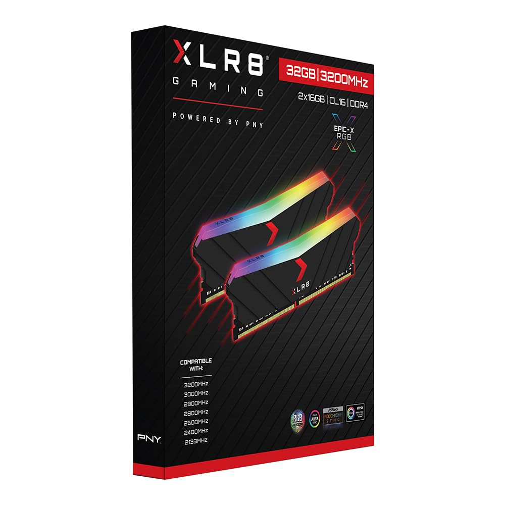 PNY Kit di Memorie RAM XLR8 Gaming EPIC-X RGB™ DDR4 3200MHz 32GB (2x16GB)
