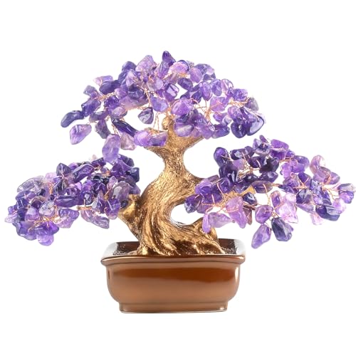 MASGEMES Amethyst Crystal Tree Bonsai &ndash; Handmade Tree of Life with Natural Amethyst Gemstones...