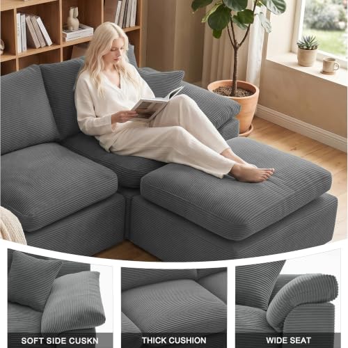 Image of 78 inch Loveseat Sofa, Small Boneless Couch for Living Room, Gray | Love Seat, Couches for Living Room & Apartments & Bedroom, Deep Seat, Kid & Pet Friendly, Family Ready
