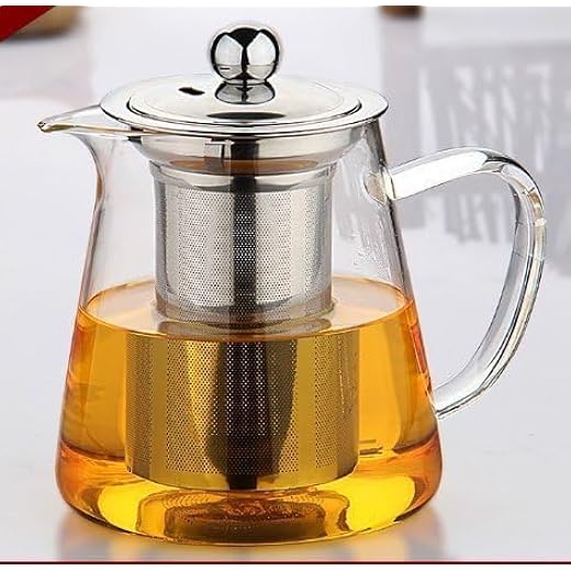 Keystone Glass Kettle Teapot with Removable Infuser & Lid & Handle, Glass Tea Kettle Stovetop Safe, Great for Loose Leaf Tea, Blooming Tea, Tea Bags (Kettle 750, 750 ML)