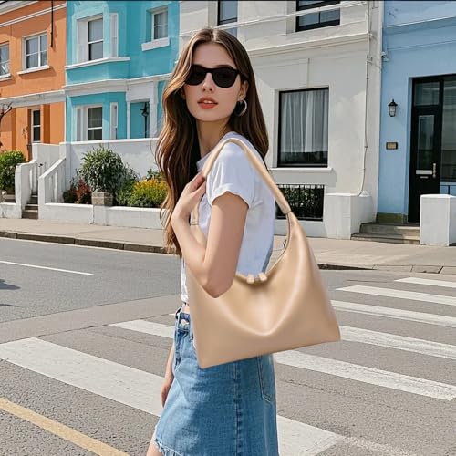 Bolso hobo de cuero sintético suave con doble cremallera, ligero para mujer, 9,84" x 4,33" x 10,63", 0,70 lb, con bolsillos interiores con cremallera, ideal para uso diario, trabajo y viajes miniatura 2