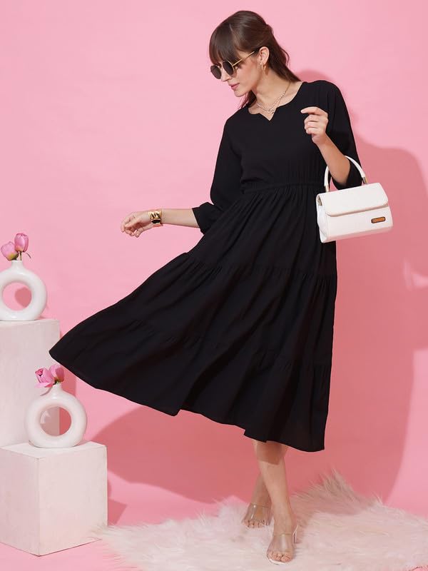 Image of Sheetal Associates Women's Casual Crepe Fit and Flare Dress| Comfortable Relaxed Fit Summer Party Dress