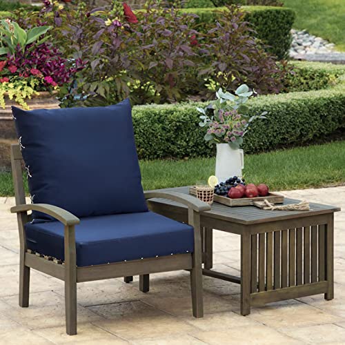Nigoone Outdoor Cushions Set For Patio Furniture, 24×24 Deep Seat And Back Cushions, Replacement Patio Chair Cushions With All Weather Removable Cover, 2-Piece,Navy Blue #TOP5